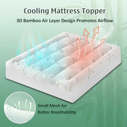 DOWNCOOL 3 Inch Full Mattress Topper, Breathable Bamboo Viscose Air Layer - Image 5