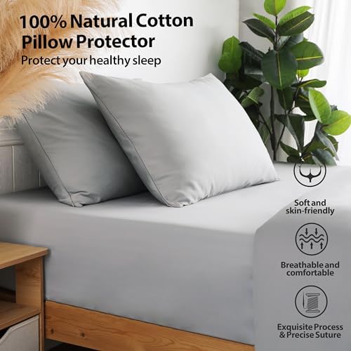 100% Cotton Zippered Pillow Protectors King Size - Image 3