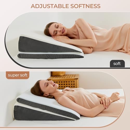 Vekkia Wedge Pillow for Sleep Apnea&Back Pain, Memory Foam Pillow Wedge - Image 4