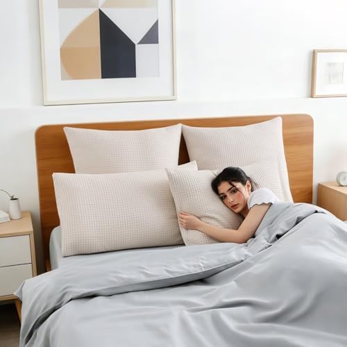 100% Cotton Waffle Weave Throw Pillow Covers Set of 2 - Image 5