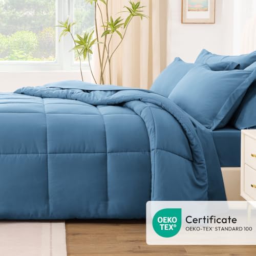 Love's cabin Plaid King Comforter Set, Misty Blue - Image 5
