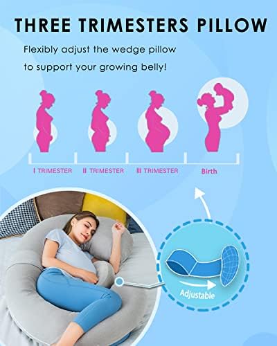 QUEEN ROSE Cooling E Shaped Pregnancy Pillows, Detachable Maternity Body Pillow - Image 2