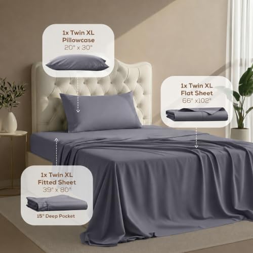 Twin XL Sheets Set, 3 Pieces 16" Deep Pocket Hotel Luxury Bed Sheets - Image 2