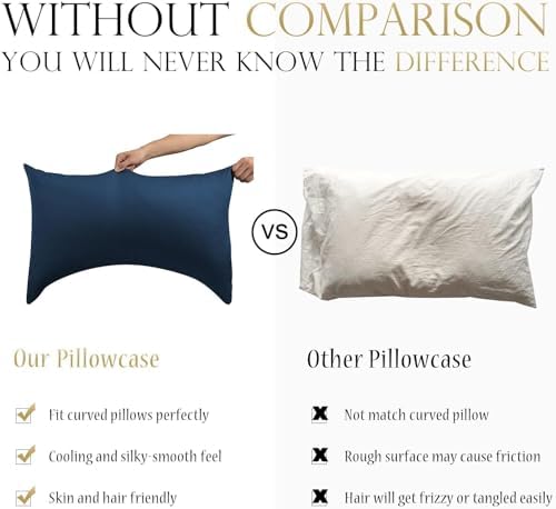 Cooling Side Sleeper Curved Pillow Case Queen 1 Pack 20 * 30 Navy Blue - Image 2