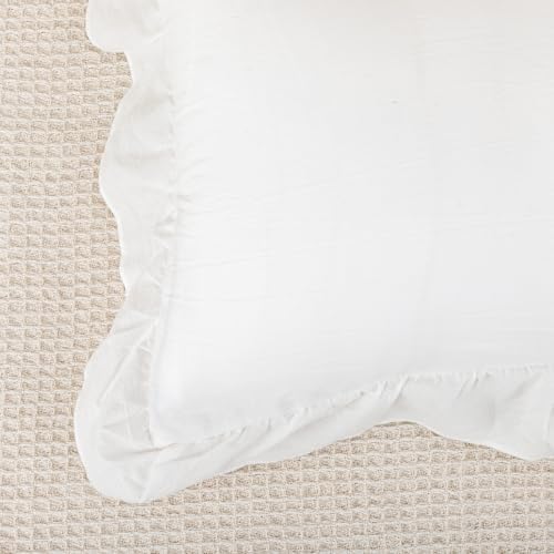 JoraLion Ruffled Throw Pillow Cover 22x22 Solid White - Image 4