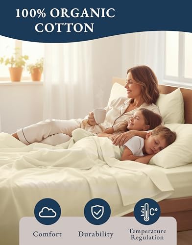 LANE LINEN Twin Sheets 100% Organic Cotton Soft 3pc Percale - Image 6