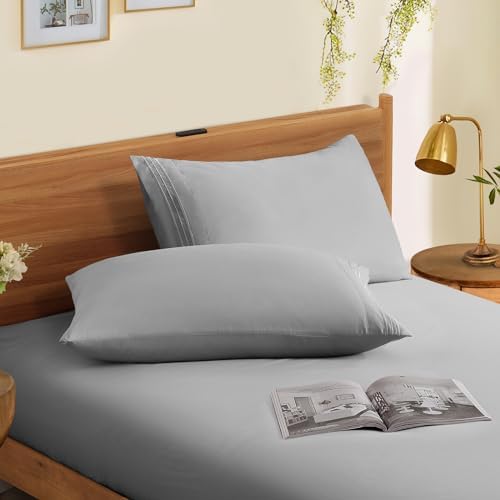 Horbaunal Microfiber Pillowcases Standard Size, Light Grey, 2 Pack - Image 3