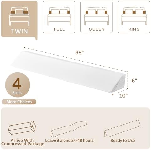 Bedluxe Twin Bed Wedge Pillow for Headboard, Fill The Gap - Image 3