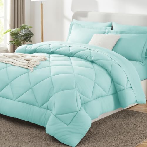 CozyLux Queen Comforter Set 88"x88" Spa Blue by CozyLux