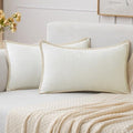 MIULEE Decorative Lumbar Throw Pillow Covers 12x20 Inch Pure White 2 Pack by MIULEE