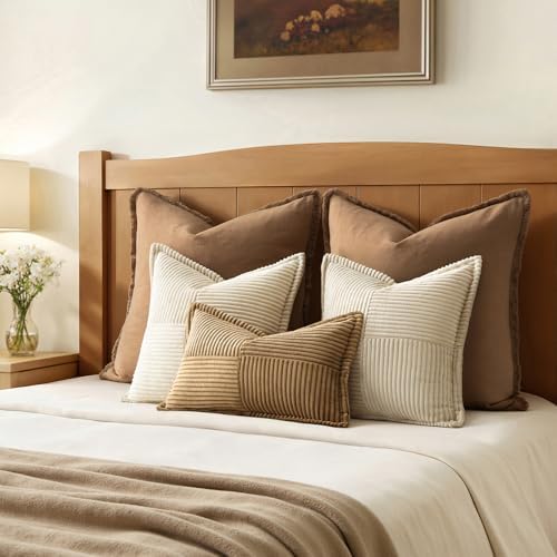 MIULEE Decorative Euro Sham Throw Pillow Covers 24x24 Inch Beige 2 Pack - Image 3