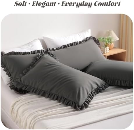 BEDSUM Queen Ruffled Pillow Shams - Image 2