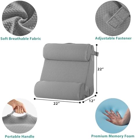 Bedluxe Adjustable 4pcs Bed Wedge Pillow Set, Memory Foam Wedge Pillows Post - Image 5