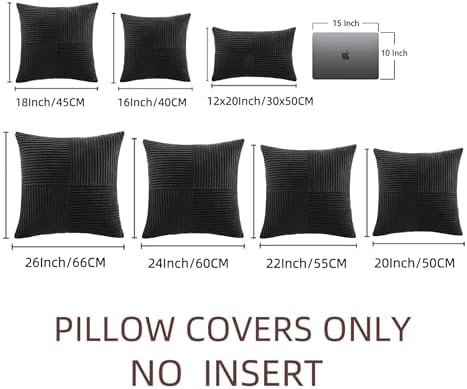 Fancy Homi 2 Packs Black Samll Decorative Throw Pillow Covers 14x14 Inch - Image 6