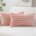 MIULEE Faux Fur Lumbar Throw Pillow Covers 12x20 Set of 2 Blush Pink by MIULEE
