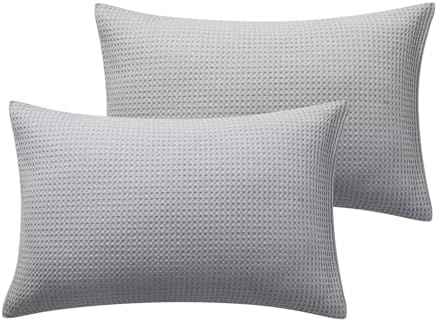 100% Cotton Waffle Pillow Shams Standard Size Set of 2, Envelope Closure - Image 2