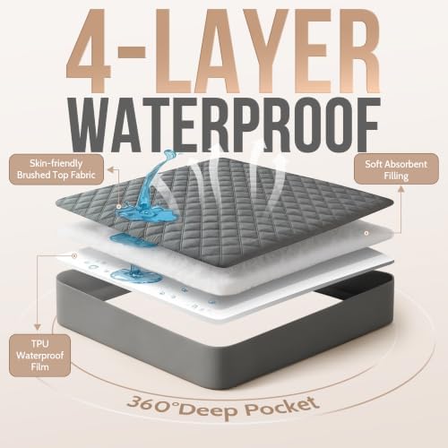 Downstoria Waterproof Mattress Protector, Full Size Mattress Pad, Soft - Image 2