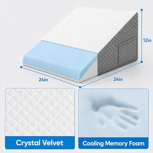 OAISZ Wedge Pillow for Sleep Apnea, 12-Inch Memory Foam Top - Image 3