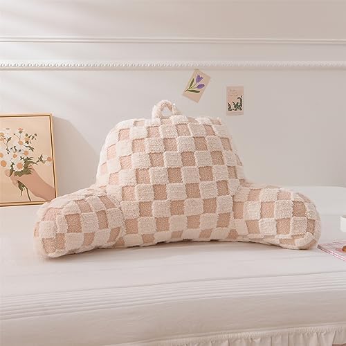 Aimuan Reading Pillow Checkered Bed Rest Wedge Backrest Checkerboard Pillow - Image 6