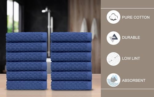 COTTON CRAFT Euro Spa Waffle Wash Cloth - Set of 12 Blue Washcloth - Image 6