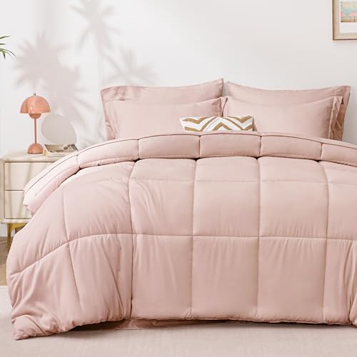 Love's cabin Full Comforter Set Blush Pink, 7 Pieces Full Bed in a Bag by Lovescabin