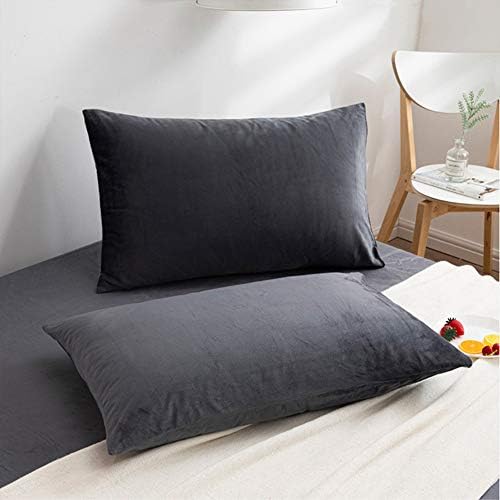 NTBAY King Velvet Pillowcases, Charcoal Grey - Image 6