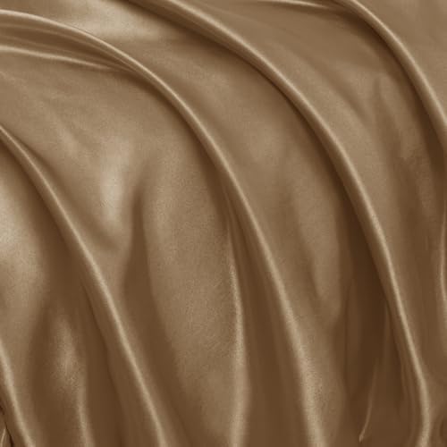 Homiest Camel Brown Ruffle Satin Pillowcase Set of 2 - Image 7