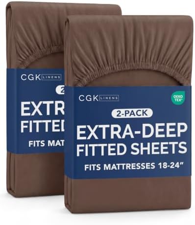 CGK Linens 2 Pack Extra Deep Twin XL Fitted Sheets by CGKUnlimited
