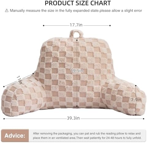 Aimuan Reading Pillow Checkered Bed Rest Wedge Backrest Checkerboard Pillow - Image 3