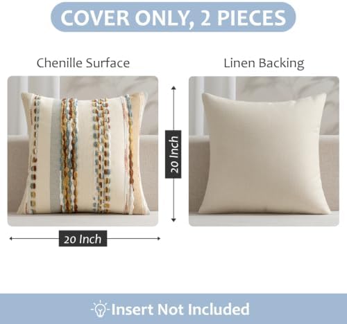 ANRODUO Boho Decorative Throw Pillow Covers 20x20 Inch Rust Blue Pack of 2 - Image 6