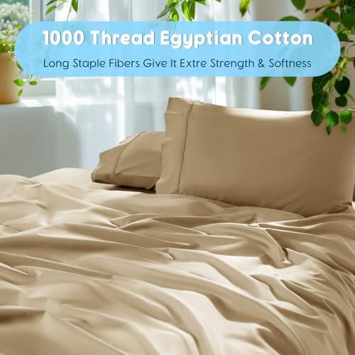 SONORO KATE 1000 Series 100% Egyptian Cotton Queen Sheets, Extra Deep Pocket - Image 3