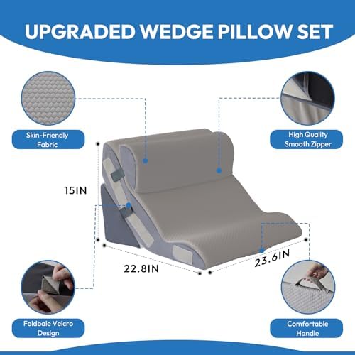 Ahpmeoa 3PCS Wedge Pillow Set for After Surgery, Back Pillow for Bed Sitting up - Image 2