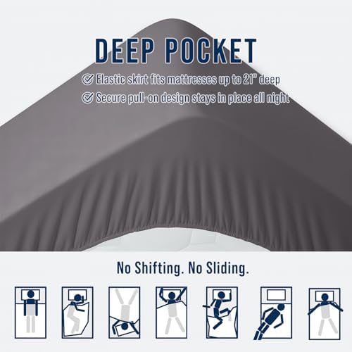 OLANLY California King Quilted Fitted Mattress Pad, Dark Grey - Image 5