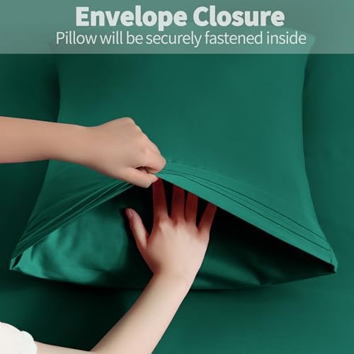 Horbaunal Microfiber Pillowcases Standard Size, Dark Green, 2 Pack - Image 5
