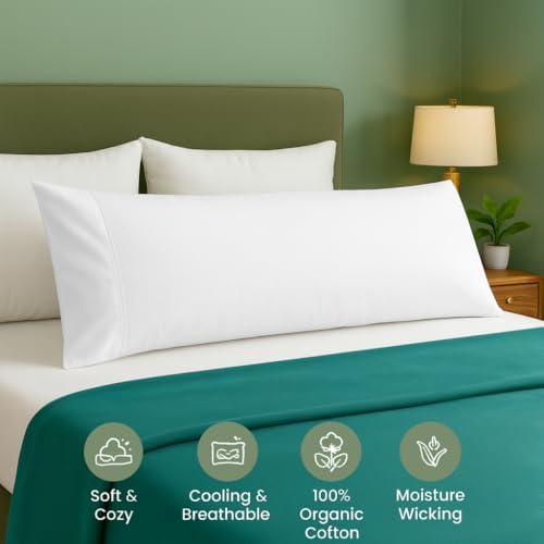 Cotton Delight Organic Cotton Body Pillow Cover 20x48 – 600 Thread Count Sateen - Image 2
