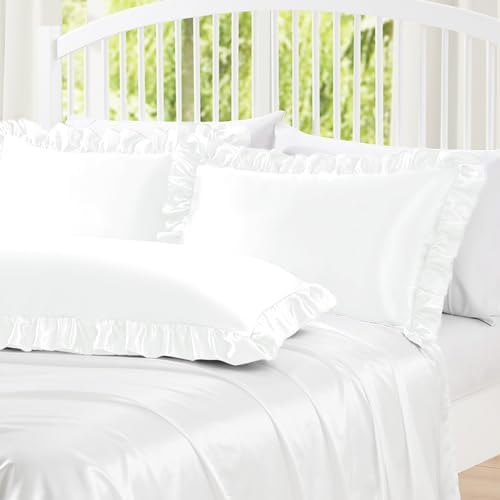 Homiest White Ruffle Satin Body Pillow Cover - Image 2