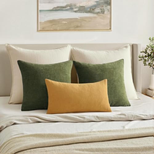 MIULEE Apricot Brown Chenille Couch Lumbar Throw Pillow Covers - Image 5