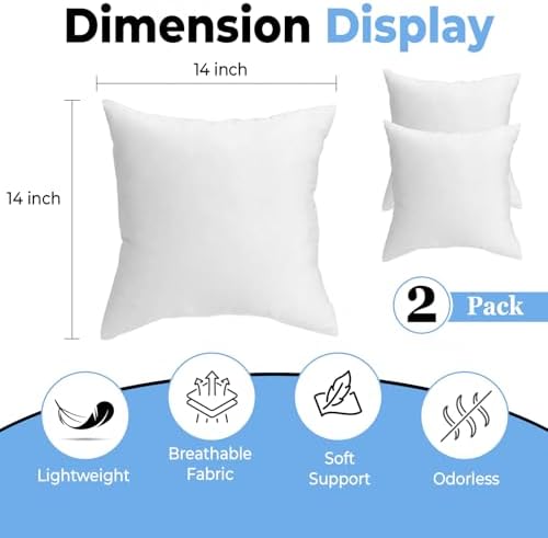 QUBA LINEN Throw Pillow Inserts, 14x14 Inches - Image 2