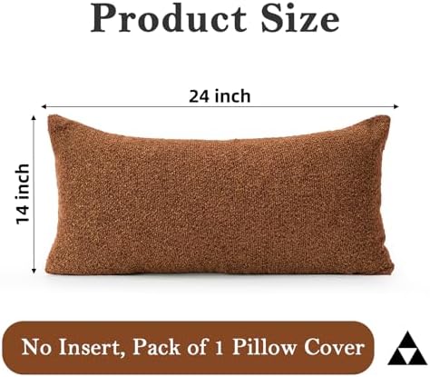 JoraLion 14x24 inch Boucle Lumbar Pillow Cover, Rust Woven Texture Neutral Long - Image 4