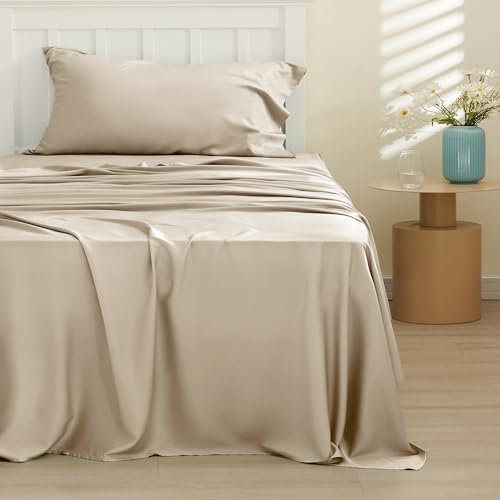 Bedsure PureWoven 100% Rayon Derived from Bamboo, Twin Bed Sheets, 3 Pieces - Image 2