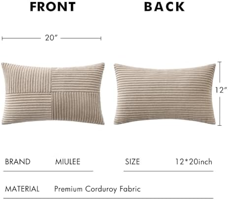 MIULEE Taupe Decorative Lumbar Throw Pillow Covers 12x20 Inch 2 Pack - Image 6