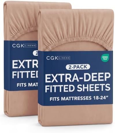 CGK Linens 2 Pack Extra Deep Cal King Fitted Sheets by CGKUnlimited