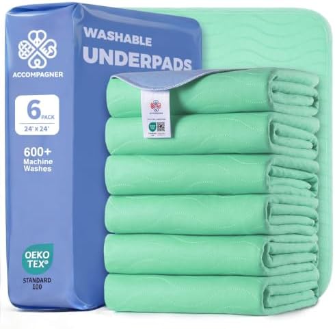 Accompagner Incontinence Bed Pads Washable Waterproof, Ultra-Absorbent Reusable by Accompagner