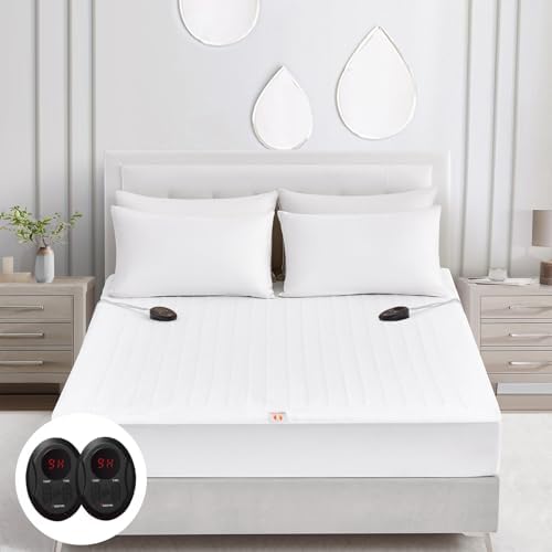 Bwarm Electric Heated Mattress Pad Queen Size, Bed Warmer, 9 Heat Settings by Bwarm