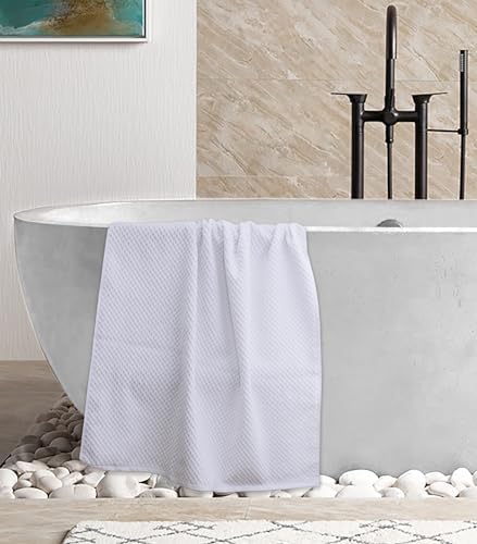 COTTON CRAFT Euro Spa Waffle Weave 6 Piece Towel Set - 100% Cotton - White - Image 6