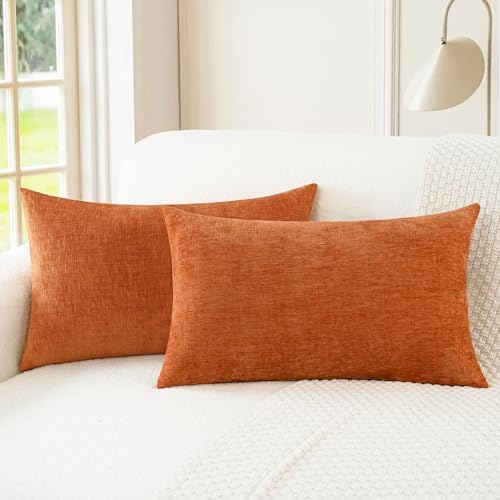 CaliTime Fall Decorative Throw Pillow Covers 20 X 12 Inches Burnt Orange by CaliTime