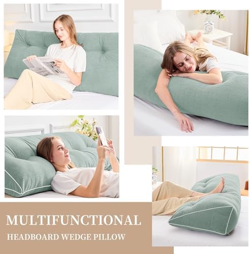 Sasttie Headboard Pillow Full, Wedge Pillow Headboard, Mint Green - Image 6