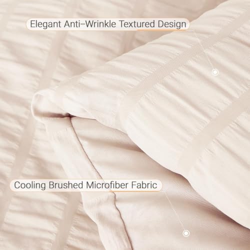 MUXHOMO 7 Pieces California King Comforter Set, Seersucker Bed in a Bag Cal - Image 6