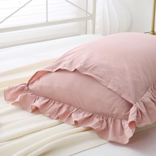 Mywinlle Ruffle Pillowcases Farmhouse Pillow Shams Standard Set of 2, Shabby - Image 5