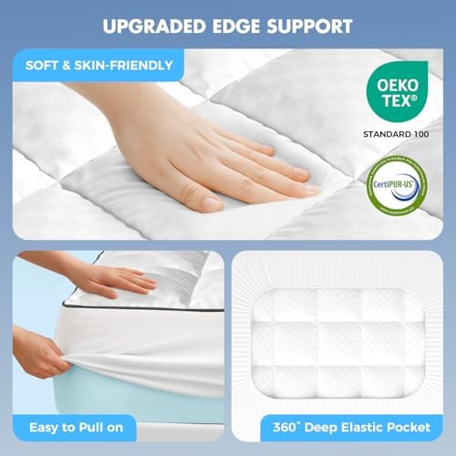 Dual Layer Memory Foam Mattress Topper, King Mattress Pad, 4 Inch - Image 3